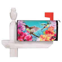 Load image into Gallery viewer, Bright Flowers and Hummingbirds Mailbox Cover