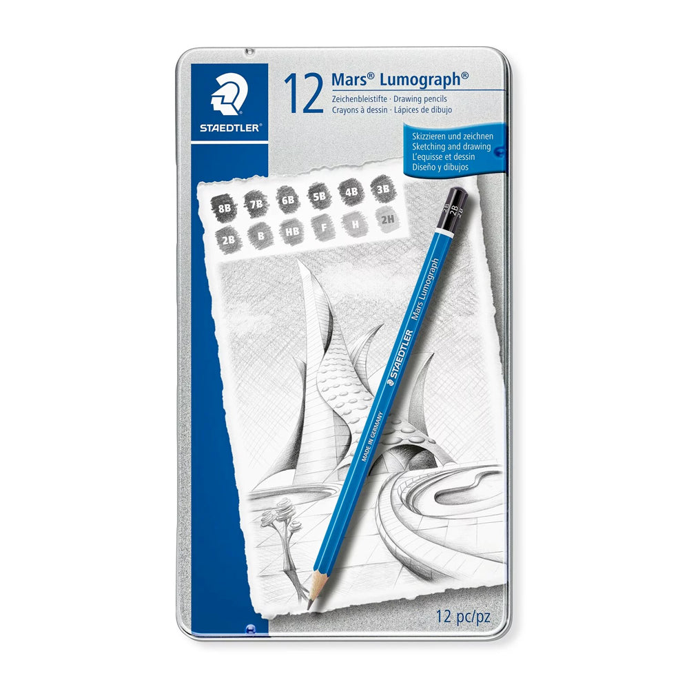 Staedtler Lumograph Drawing Pencils-8B - 2H, 12/Tin