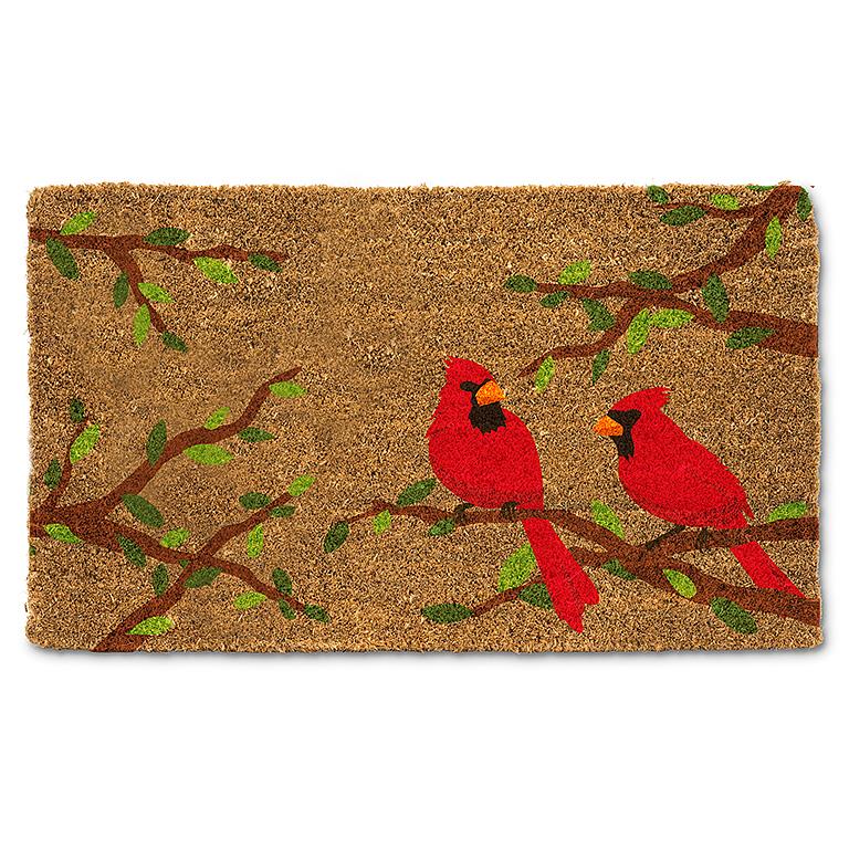 Cardinal Pair in Branch Doormat