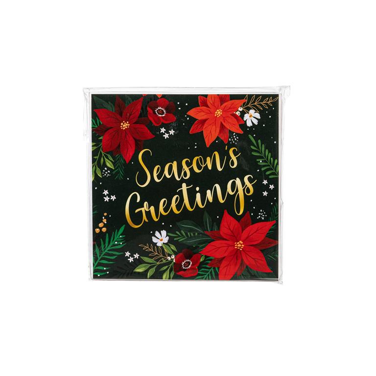 Holiday Poinsettia Napkin Paper Cocktail Napkin