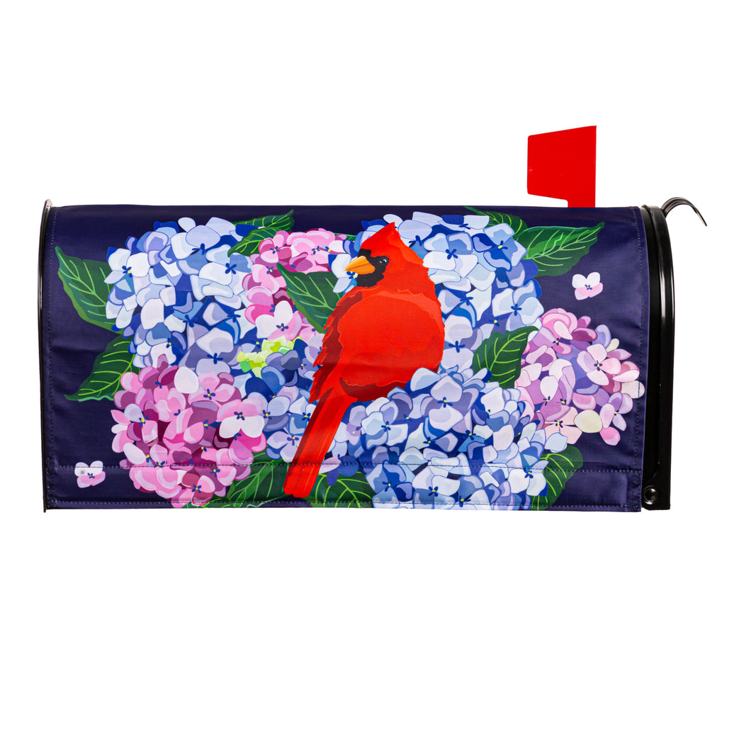 Red Cardinal and Hydrangeas Mailbox Cover