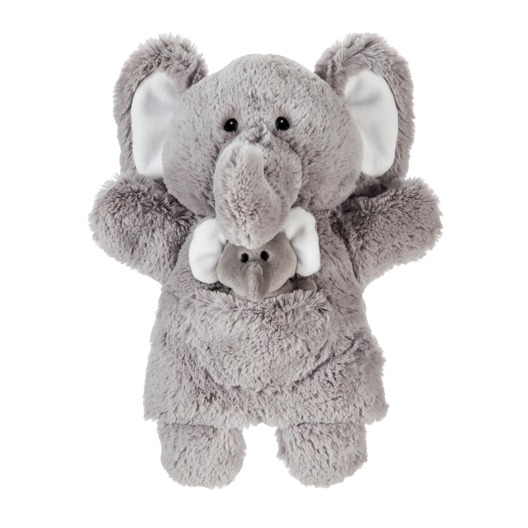 Plush Toy Hand and Finger Puppet, Elephant, Set of 2