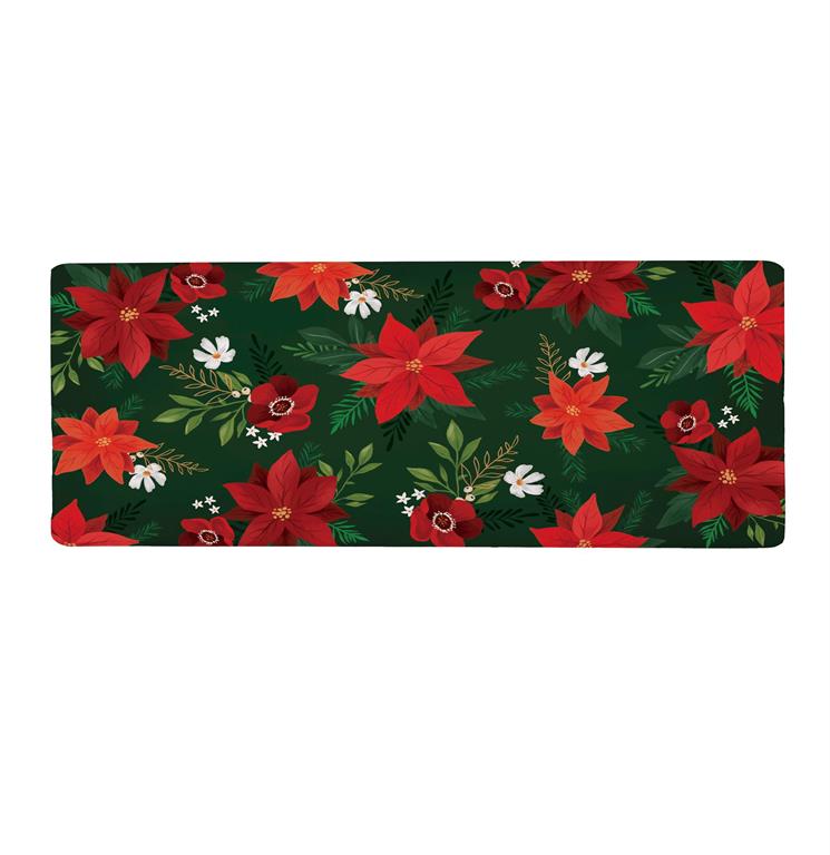 Holiday Poinsettia Flower with Leaf Anti-Fatigue Mat, 40