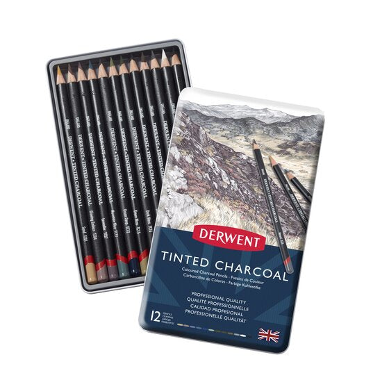 Derwent - 12 Tinted Charcoal Pencils