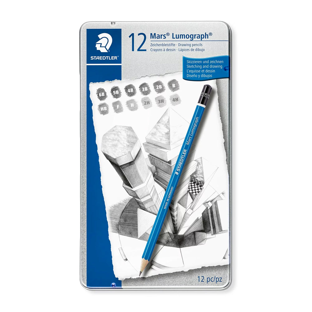 Staedtler Lumograph Drawing Pencils-6B-4H, 12/Tin