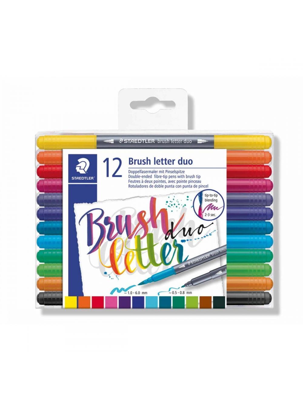 Staedtler Brush Letter Duo Tip- 12 Coloured Markers